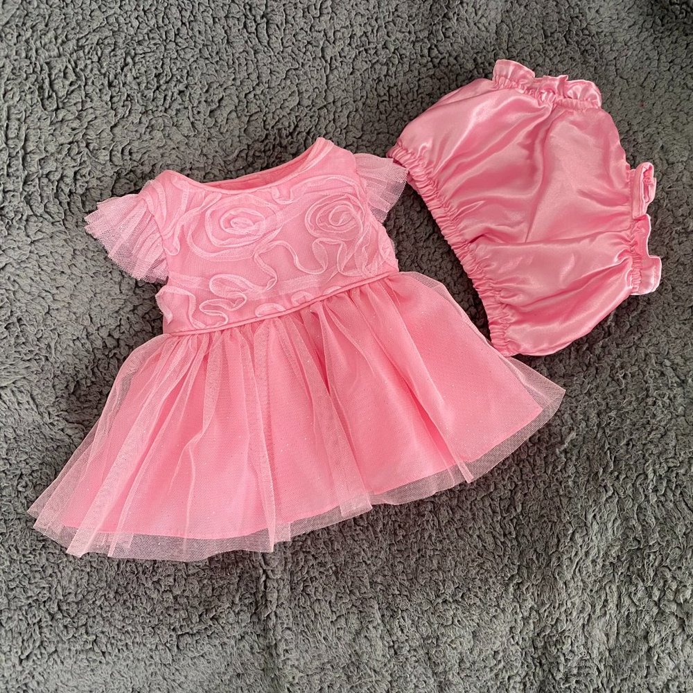 NWOT- Newborn Pink fancy dress with bloomers